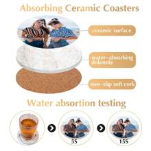 Individuell gestaltete keramische Untersetzer mit weichem Korkrücken, rutschfeste runde/quadratische Getränkeuntersetzer mit personalisierten Fotos und Text, perfekt für Couchtisch, Esszimmertisch Dekoration, Einweihungsgeschenk und Erinnerungen für Zuhause