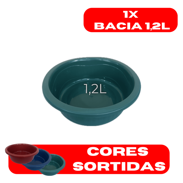 Bacia  1.2L Plástica Redonda Canelads Cozinha Lavanderia