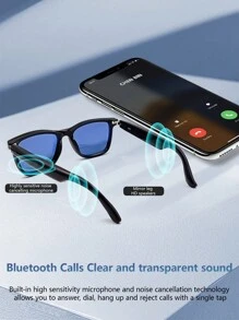 Bluetooth Smart Glasses, Driving To Listen To Songs, Calls, Magnetic Detachable, One Mirror For Two Purposes - Black - View 2