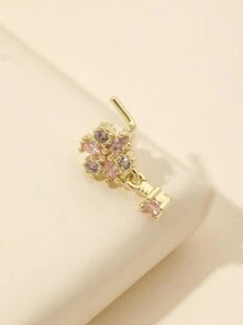 1pc L-Shaped Elegant Gold-Tone Tiny Flower Nose Hoop Piercing With Pendant Valentines,Mom,Mother,Mother's Day,Gift