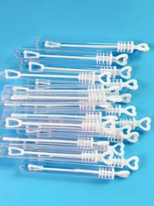 24pcs Heart Shaped Wedding Bubble Wands, Party Tabletop Decor, Valentine's Day White Heart Bubble Straw, Spring Outdoor Event Supplies, Party Atmosphere Maker (No Bubble Liquid)