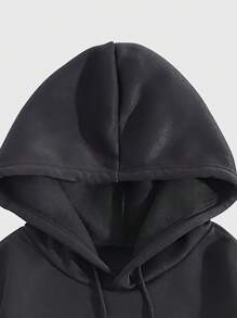 Monogram Pattern Long-Sleeved Pullover, Casual Graphic Design Pullover Hoodie And Pocket Streetwear For Autumn And Winter