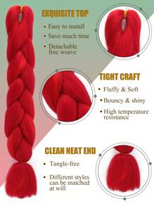 圣诞红黄绿白 24 英寸合成长辫接发大号渐变色多彩虹色混合钩针发饰女士 DIY 发型 - 彩色 - 查看 3