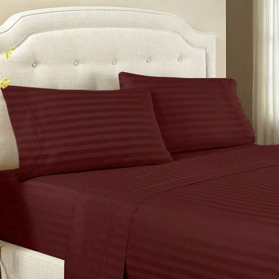 Silk Touch Double Sheet Set - Burgundy - View 1