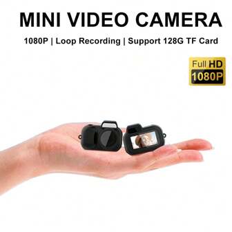 Mini Camera With Screen, Sport HD 1080p Portable Vintage Very Small Camcorder Video Recorder Support TF Card