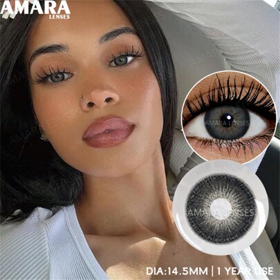 AMARA 1 Par de Lentes de Contato Gelatinosas Pretas para Olhos, Lentes de Contato Cosméticas Descartáveis Anuais para Fantasia de Halloween e Cosplay