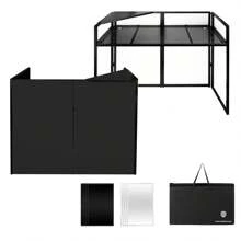 Proreck DJ Foldable Facade Booth With Table Panel 24x48 Inch, Black Metal Frame Replaceable White And Black Scrims With Carry Bag. For DJ And Wedding Etc. - White - View 1