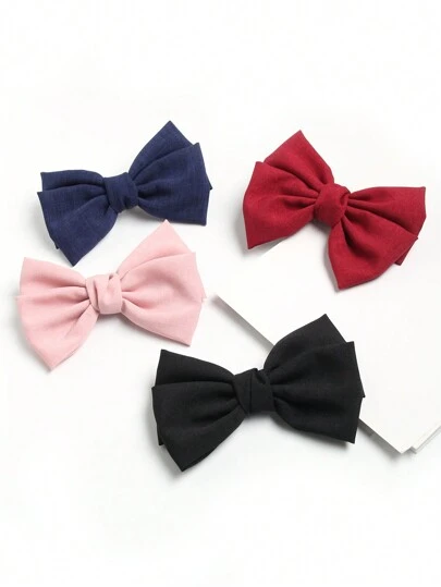 1pc Linen Solid Color Bow-Knot Hair Clip, Casual, Cute, Elegant, Suitable For Bohemian, Party, Street Life, All Seasons Valentines Claw Clips Hair Slide Hair Barrettes