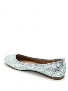 Women's Glittery Ballerina Shoes For Daily Wear - Blue - View 3
