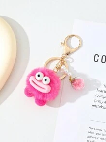 1pc Multi-Color Cute Sausage Big Mouth Plush Keychain With Faux Pearl Colorful Ball Creative Accessories, Suitable For Valentine's Day Gifts, Car Accessories, Keychain Accessories, Small Gifts Bag Charm School Cartoon Faux Pearl Goth Y2k - Multicolor - View 8