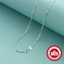 1pc 925 Sterling Silver Simple Chain Necklace, A Fashionable Jewelry Gift For Girls.