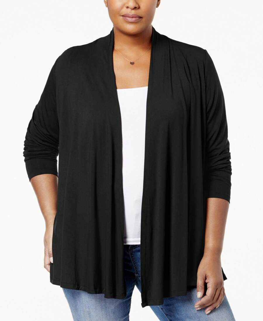 Plus Size Open-Front Cardigan