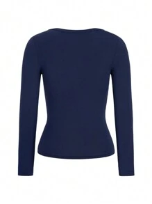 Women's T-Shirt Y2K Fall Clothes Casual Daily Sexy Solid Color Lace Contrasting Color Slim Long Sleeve V-Neck Top