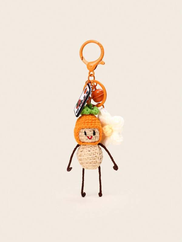 1pc Handmade Persimmon Fruit Doll Bag Charm Unique Accessory Creative Gifts For Friends On Special Occasions Gifts For Women Crochet