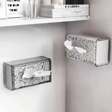 1pc Tissue Box, Glacier Pattern Storage Box, Acrylic Wall-Mounted Tissue Box, Suitable For Occasions, Kitchen, Living Room, Bedroom Student Dormitory And Other Occasions Home Bathroom Decor Bathroom Organizer Fall Decor Back To School