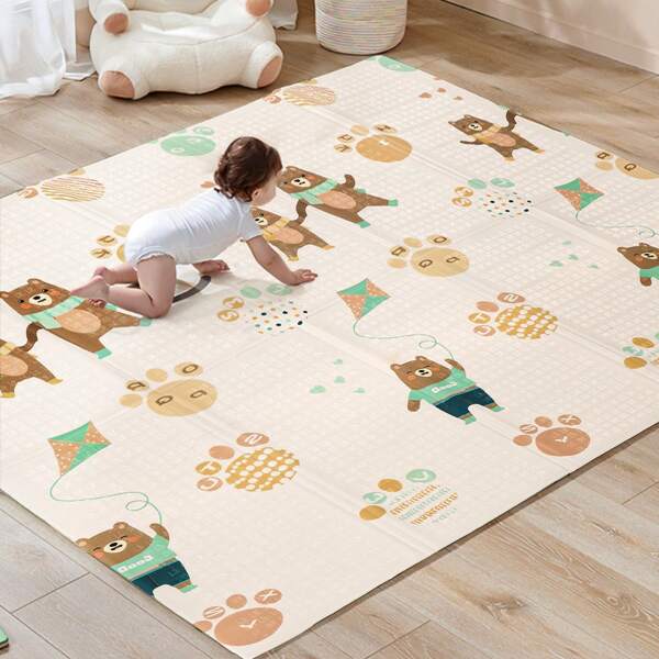 Sour Lemon Sour Lemon Alfombra de juego de doble cara para bebé, alfombra para gatear, alfombra para gatear para bebé, alfombra para bebé, alfombra para jugar para bebé 180x200x1cm, alfombra plegable de espuma impermeable para niños, alfombra para jugar