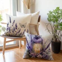 4 vỏ gối trang trí phong cách tối giản cổ điển màu hoa oải hương, chất liệu nhung đào in một mặt, kích thước 45*45/50*50/40*40CM, thích hợp cho ghế sofa hiện đại tối giản, trang trí phòng khách, làm quà tặng, trang trí tiệc - Nhiều màu - Xem 8