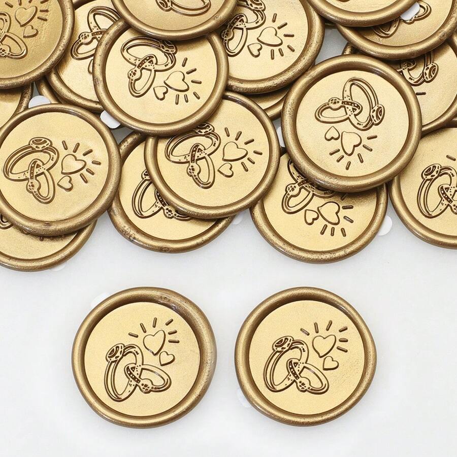 30 PCS Ring Pattern Wax Seal Stickers, Handmade Envelope Seal Stickers, Self-Adhesive Wax Stickers For Decorating Wedding Invitations, Gift Wrapping (Handmade With Some Bubbles) - Multicolor - View 1