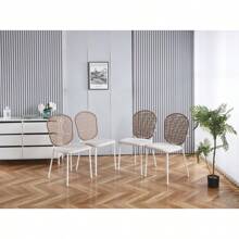 1+4 5pieces Dining Set Table Metal Leg Mid-Century Dining Table For 4-6 People With Mdf Table Top Pedestal Dining Table End Table Leisure Coffee Table