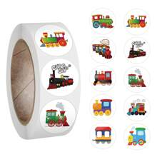 500PCS Small Train Stickers Roll Vinyl Aesthetics Stickers For Scrapbooking, Diary, Laptop, Bumper, Skateboard, Water Bottle, Computer, Phone, Cartoon, Hard Hat, Car Stickers And Decals