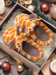 Pantuflas de invierno cálidas para mujer para usar en casa, pantuflas con suela gruesa y elástica, pantuflas antideslizantes para pareja en otoño e invierno, pantuflas de dibujos animados lindas y de moda para hombres y mujeres. Regalos del Día de San Valentín. - Amarillo - Ver 3