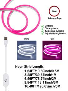 1 pezzo Striscia luminosa a LED al neon da 5V con interfaccia USB e interruttore touch, regolabile, flessibile, adatto per decorare camera da letto, soggiorno, casa, bar, interno ed esterno, include nastro biadesivo