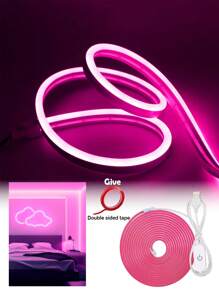 1 pezzo Striscia luminosa a LED al neon da 5V con interfaccia USB e interruttore touch, regolabile, flessibile, adatto per decorare camera da letto, soggiorno, casa, bar, interno ed esterno, include nastro biadesivo