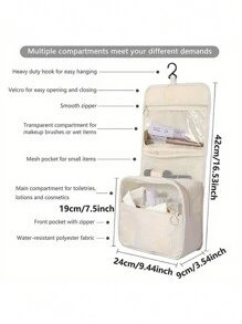 1pc Multifunctional Cosmetic Organizer Bag, Waterproof Travel Toiletry Bag, Hanging Bathroom Storage Bag, Makeup Brush Holder, Accessory Case, Suitable For Cosmetics, Electronics, Clothes, Shoes, Skincare Products Summer Travel, Vacation Home Bathroom Decor Holiday Makeup Organizer Bathroom Accessories Back To School