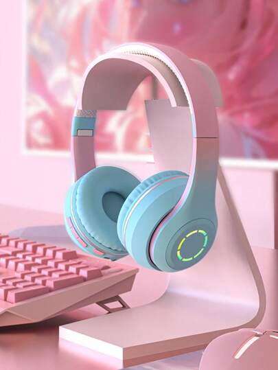 GENAI GENAI Wireless Headphones With Gradient Design And LED Lights, Foldable Gaming Headset With Mic, Lightweight, Hi-Fi Sound, For Girls And Teens