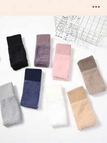 2 Pairs Unisex Fall/Winter Fashion Knit Fingerless Arm Warmers With Thumb Hole, Thickened Polyester Wrist Cuffs For Cycling And Outdoor Activities - Hand Wash Only