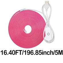 1 pezzo Striscia luminosa a LED al neon da 5V con interfaccia USB e interruttore touch, regolabile, flessibile, adatto per decorare camera da letto, soggiorno, casa, bar, interno ed esterno, include nastro biadesivo