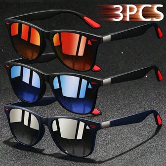 3 Pieces Fashionable Vintage Square Unisex Fashion Glasses Men Women Luxury Brand Designer Fashion Glasses Fashion Tropical Beach Vacay Summer Pastels Rectangle Eyeglasses Vacation Outfits Shades For Man Classic Driving Fishing Traveling Shopping Outdoor Sports Tourism Camping Mountain Climbing Leisure Goggles Retro Travel Driver's Fashion Glasses Male Female Eyewear