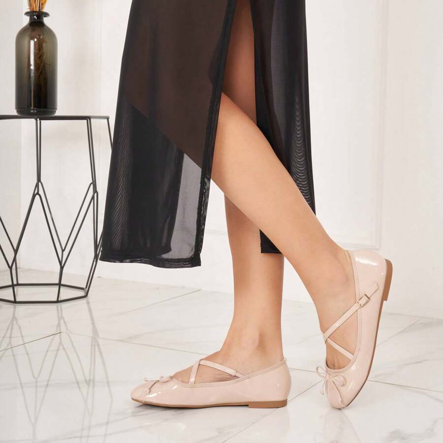 Women's Flat Shoes, Featuring Buckle And Decor Design, Classic Style - Beige-1 - View 1