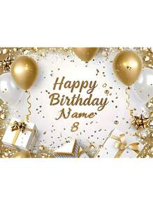 Telón de fondo personalizable con nombre y edad, de estilo europeo y estadounidense moderno, adecuado para fiestas de cumpleaños, bodas y ceremonias