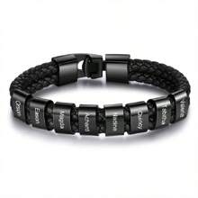 Personalized Fathers Bracelet Family Custom Names Engraved Men Braided Leather Bracelets For Men Dad Gifts For Him Husband,Silver,Black,Stylish,Colorful,Vintage,Simple,Unisex,Casual,Cuties,Custom,Personalized,Unique,Ideal Gifts For Him,Ideal Gifts For Her,Her,Boyfriend,Girlfriend,Dad,Mom,Family,Friends,For Anniversaries,For Birthdays,For Graduation,For Prom,For Party,Jewelry,Jewelry,School Supplies,Back To School,For Office,For School,For Classroom,For Teacher Gifts,For University,For Colleague,For Dorm Rooms,For Teacher,For Boys And Girls,For Teenagers,Junior High School Students,Middle School Students,High School Senior High School Students,College Students,University Students,Freshman,Sophomore,Underclassmen - Multicolor - View 17