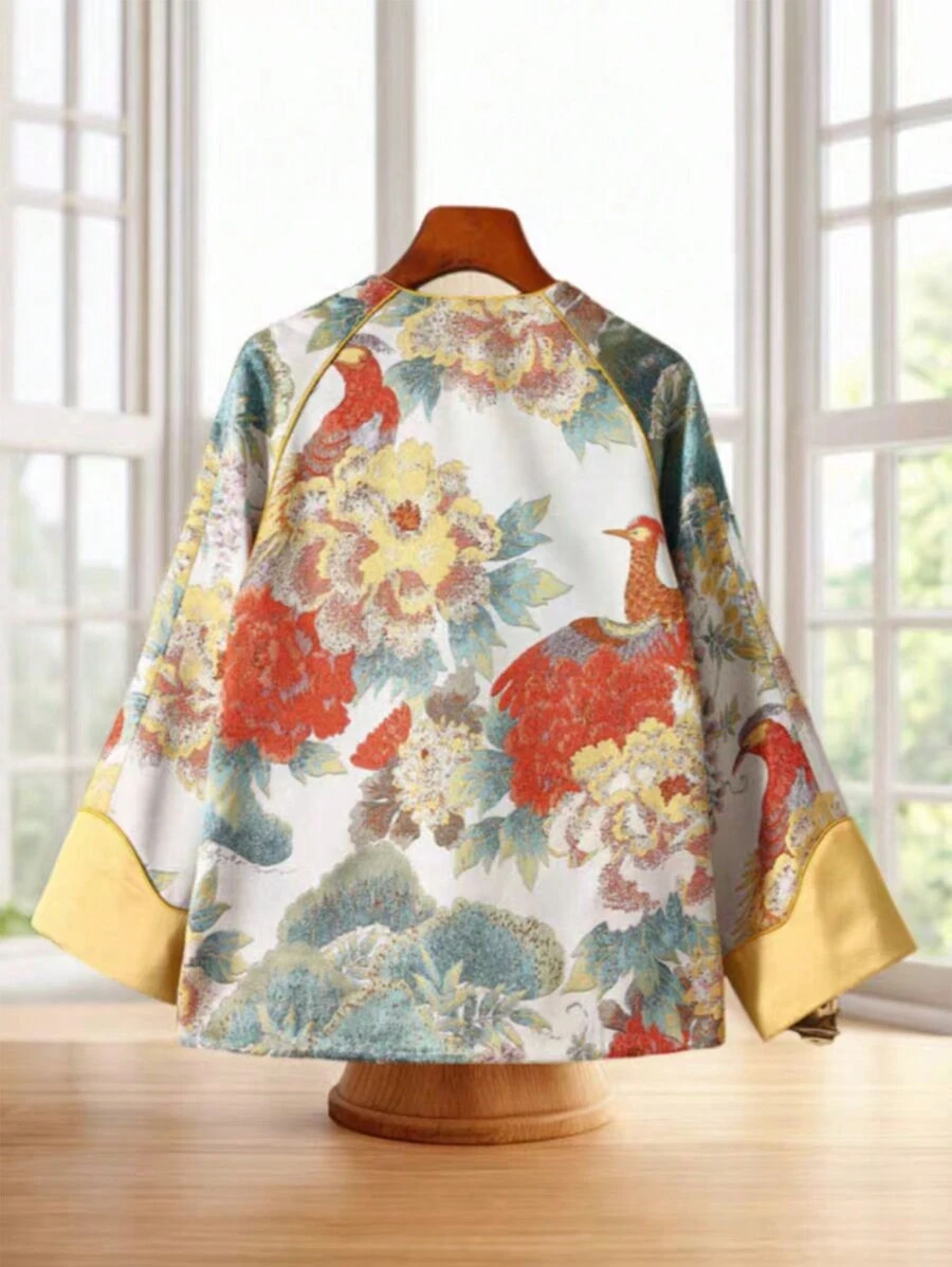 Women's Elegant Solid Color Patchwork Detail Chinese Tang Suit - Multicolor - View 1