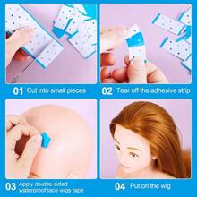 5/10 Sheets Double-Sided Wig Tape With Hole, Waterproof Toupee Tape For Lace Wigs, Breathability Lace Glue Adhesive Tape For Hair Pieces Hair Extension