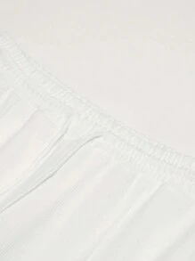 Quần dài nam họa tiết tổ ong trơn màu đơn giản có dây rút eo ôm vừa vặn - trắng - Xem 3