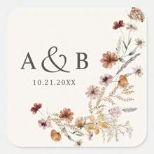 Elegante, op maat gemaakte bloemenstickers voor bruiloften - Gepersonaliseerde naamlabels voor het toevoegen van namen en data aan bedankjes, uitnodigingen en cadeauverpakkingen, waardoor de romantiek van uw evenementdecoratie wordt vergroot
