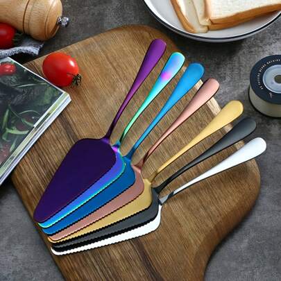 1 pieza Espátula para pasteles de acero inoxidable, cuchillo para tarta de cumpleaños en color dorado, oro rosa y negro mate, herramienta de cocina para hornear, espátula para pizza y glasear pasteles