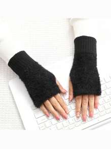 2 Pairs Unisex Fall/Winter Fashion Knit Fingerless Arm Warmers With Thumb Hole, Thickened Polyester Wrist Cuffs For Cycling And Outdoor Activities - Hand Wash Only