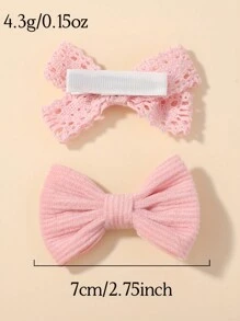 4pcs Kids Cute Bowknot Hair Clips, Holiday Party Girls Ponytail Hair Accessories, Travel Style For Children - Pink - View 6