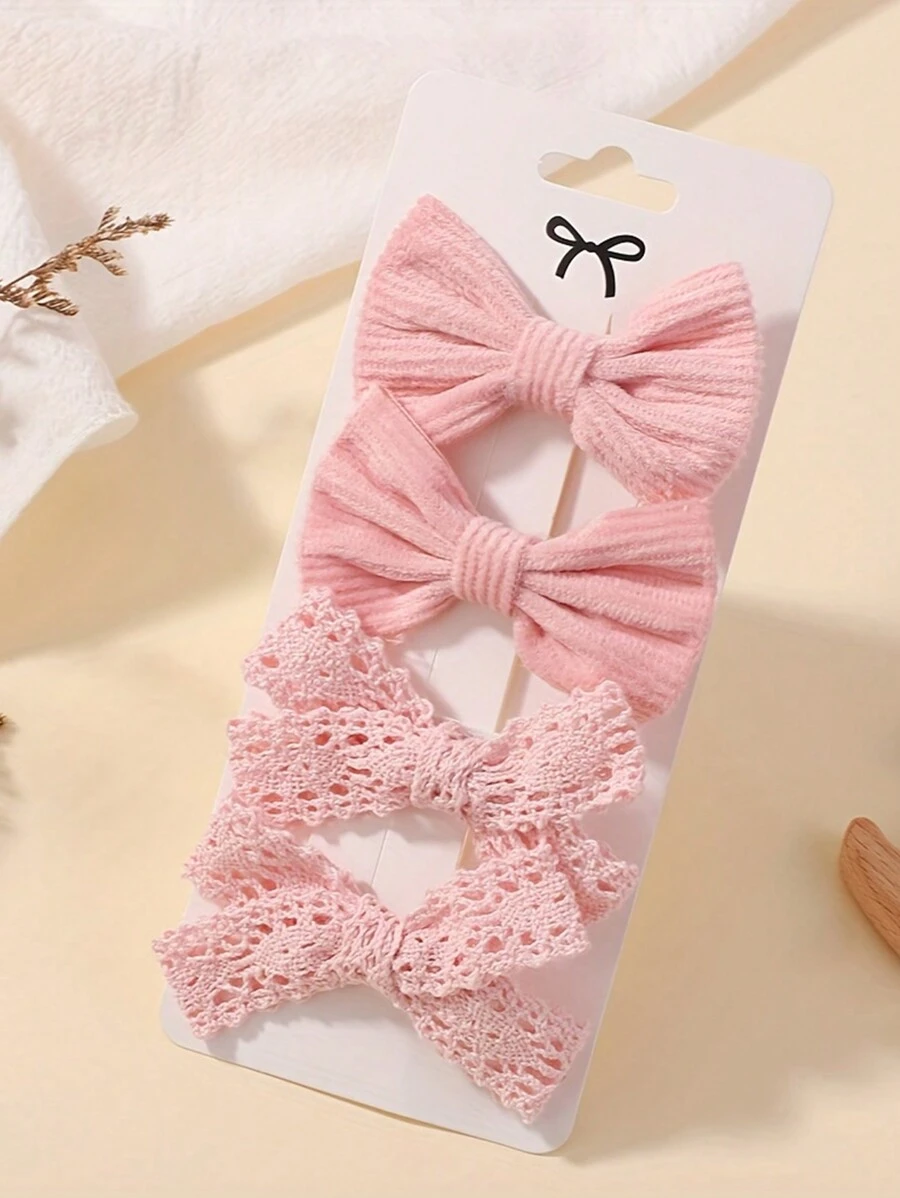 4pcs Kids Cute Bowknot Hair Clips, Holiday Party Girls Ponytail Hair Accessories, Travel Style For Children