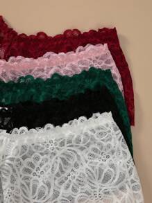 5 件/包大码优雅蕾丝设计三角内裤 - 彩色 - 查看 3