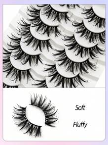 Asiteo 7 Pairs Exaggerated Cartoon Style False Eyelashes, Wet & Fluffy Thick Faux Mink, Reusable, Suitable For Cosplay Makeup - 尖尾漫畫款 - 查看 6