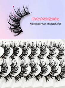 Asiteo 7 Pairs Exaggerated Cartoon Style False Eyelashes, Wet & Fluffy Thick Faux Mink, Reusable, Suitable For Cosplay Makeup - 尖尾漫畫款 - 查看 3