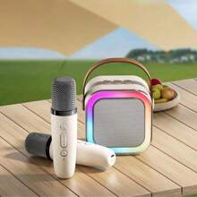 K12 Wireless Karaoke Speaker With Microphone, Mini Portable Bluetooth Karaoke Speaker With 2 Mics - Hồng - Xem 3