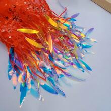 1 码网状流苏亮片蕾丝边舞台表演拉丁舞裙婚纱流苏面料 DIY 缝纫配件 - 彩色 - 查看 11