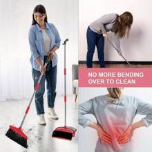 Long Handled Dustpan And Brush Set Cleaning Broom Combination Dust Pan And Brush Combo With Long Handle Upright Sweep Cleaning Kit For Indoor Outdoor Household Floor Cleaning Sweeping - Variant1 - View 7