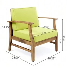 28.25" Arm Chair, Modern Club Chair With Water-Resistant Fabric Upholstered, Backrest, Adjustable Footrest, Wooden Frame, Lounge Chair For Backyard, Patio, Garden